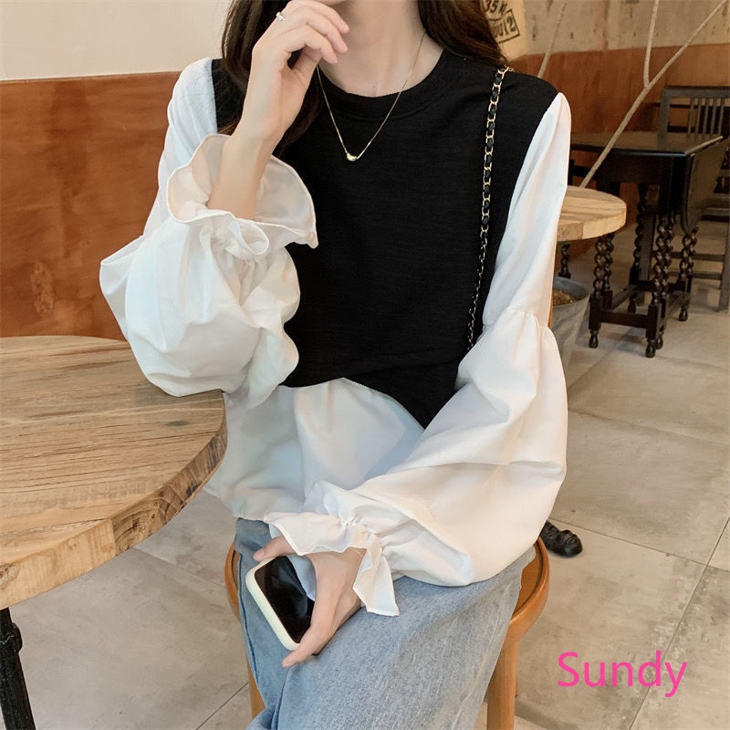 Plus Áo Sơ Mi Dài Tay Dáng Rộng Thời Trang Mùa Thu Hàn Quốc Dành Cho Nữ