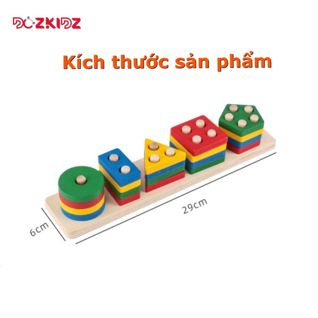 Đồ chơi gỗ thông minh giúp trẻ nhận diện hình khối và màu sắc dành cho bé từ 1 đến 3 tuổi - DOZKIDZ