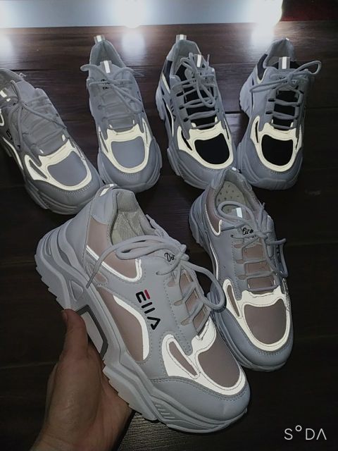 Giầy nữ giày sneaker có viền dạ quang màu đen, trắng, hồng giầy đế cao 5cm mã T177 | BigBuy360 - bigbuy360.vn