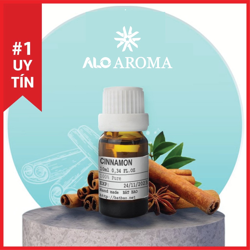 Tinh Dầu Quế Thiên Nhiên khử mùi, tốt cho hệ tiêu hoá, chống vi khuẩn nấm mốc Cinnamon Essential Oil AloAroma
