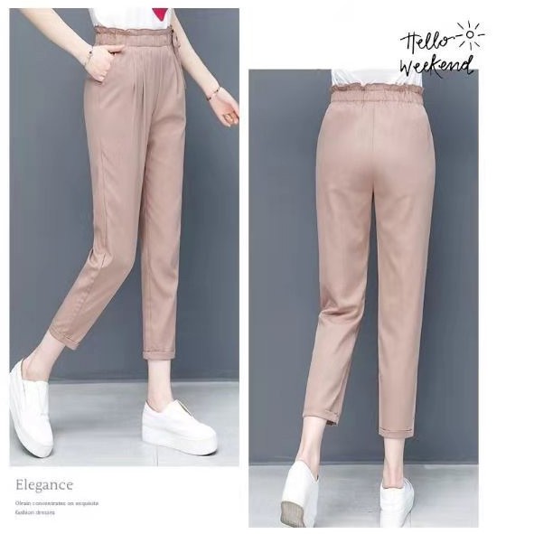 Women's Pants New Bud Waist Pink Slimming Casual Cropped Trousers