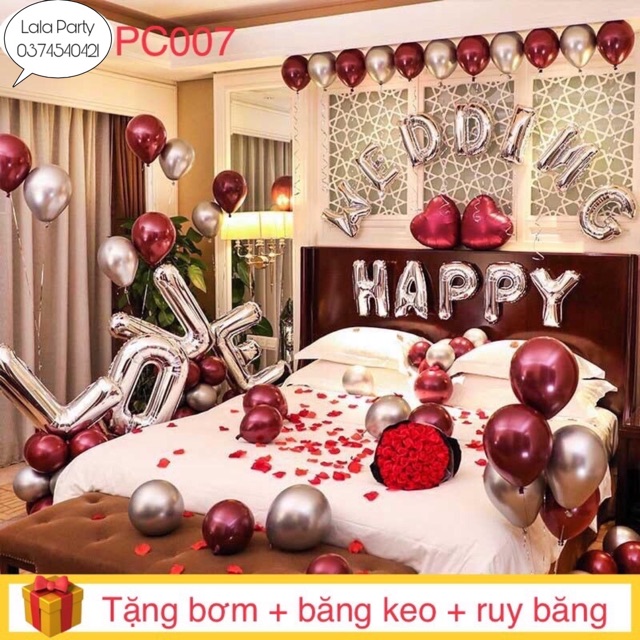 [TẶNG QUÀ] Set bóng trang trí phòng cưới PC007 HOT năm 2019 {TẶNG bơm + băng keo + Ruy băng}