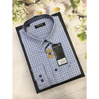 ÁO SƠ MI NAM DÀI TAY OWEN MỚI 2020 AR22249 KẺ CARO XANH BLUE