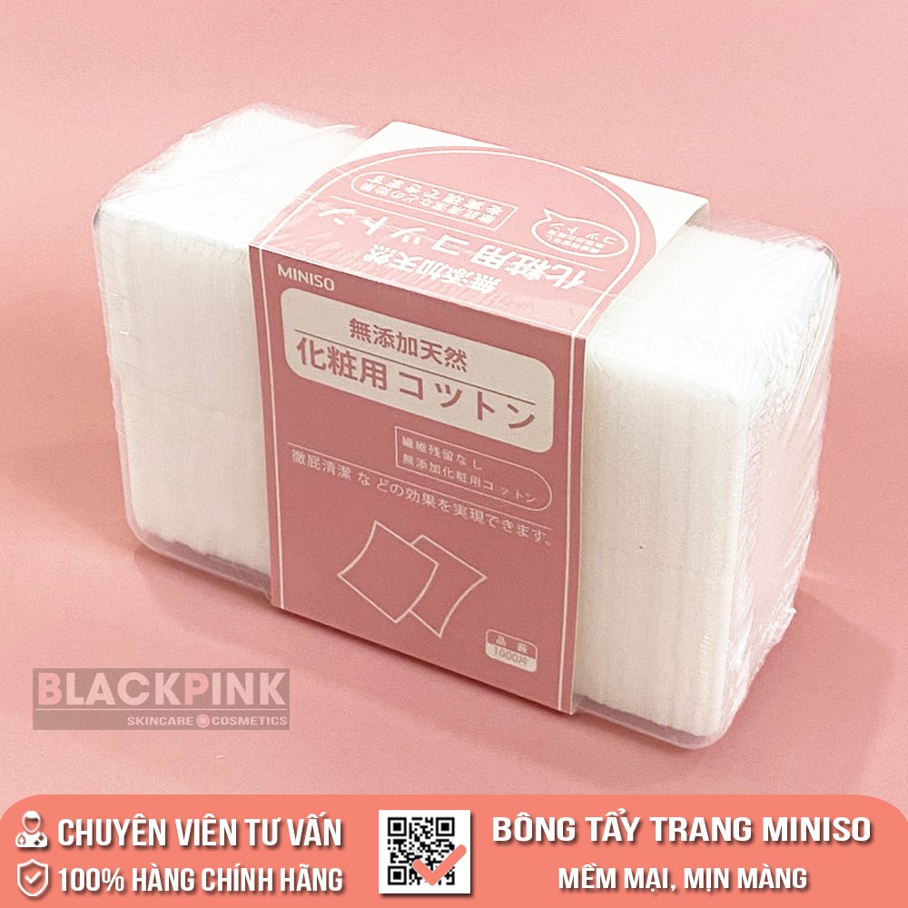Hộp Bông Tẩy Trang Miniso 1000 Miếng, 100% cotton nhập khẩu từ Nhật Bản đặc tính mềm mại, đặc biệt không gây kích ứng da | BigBuy360 - bigbuy360.vn