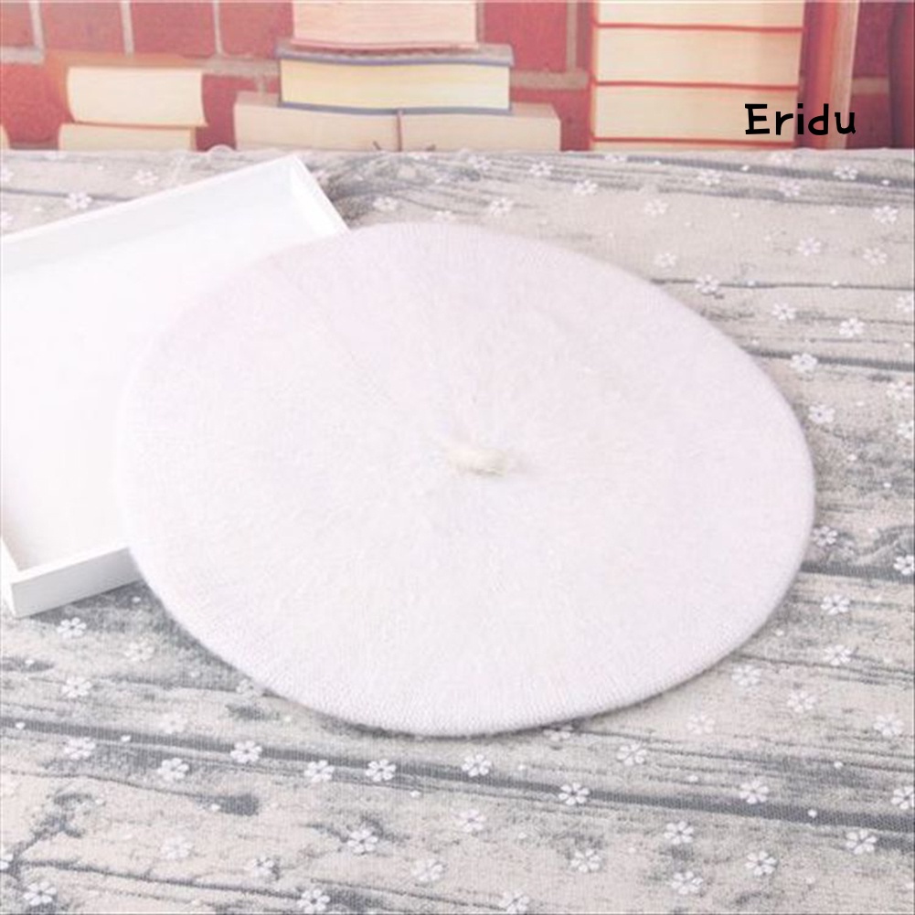 Mũ Beret Len Giả Màu Trơn Thời Trang Nữ Tính