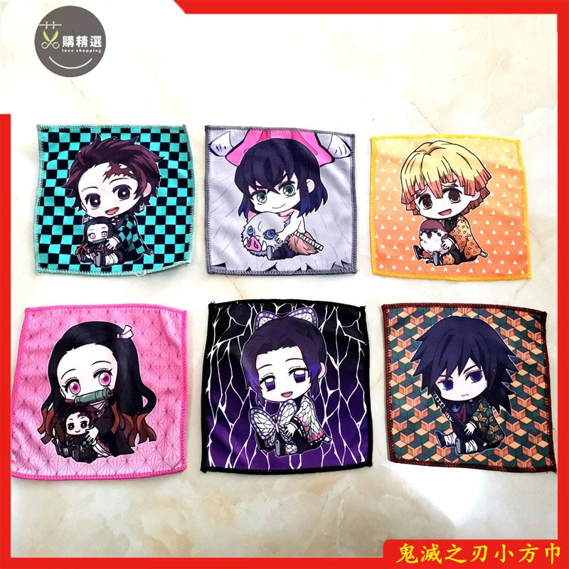 Khăn Tay Hình Vuông 20 * 20cm Bằng Sợi Microfiber In Họa Tiết Hoạt Hình Demon Slayer