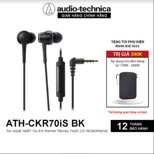 Tai Nghe Có Dây Nhét Tai Audio Technica Chuyên Nghiệp Có Mic ATH-CKR70iS - Hàng Chính Hãng