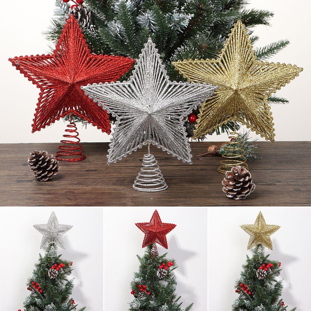 Ngôi Sao Năm Cánh Kim Tuyến Lấp Lánh Trang Trí Cây Thông Giáng Sinh