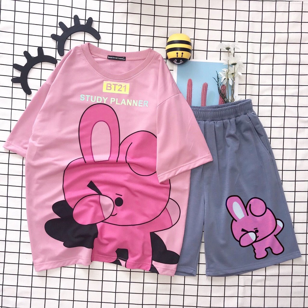 Set bộ quần áo nữ Unisex Bộ BT21, set đồ Unisex form rộng Molly Fashion | BigBuy360 - bigbuy360.vn