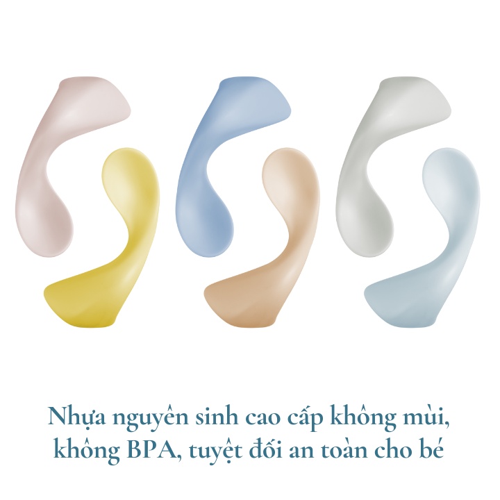 Bộ 2 muỗng thìa cong tập ăn dặm cho bé Inochi Amori Nhật Bản, Ag+ kháng khuẩn, an toàn tuyệt đối, Vạn Phúc store
