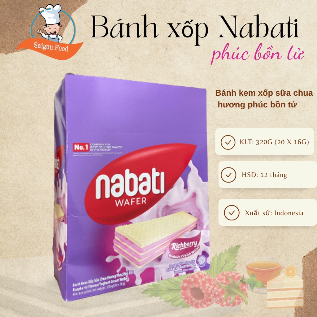 Bánh Phúc Bồn Tử  Nabati Richberry- Raspberry Flavour Yoghurt Cream Wafer