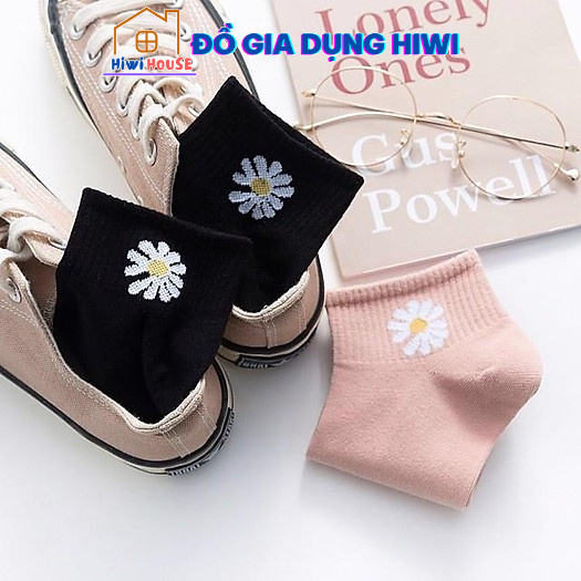 Túi 10 Đôi Tất Nữ Cổ Ngắn Cotton Hoa Cúc