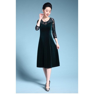 Đầm nhung tay ren trung niên cao cấp