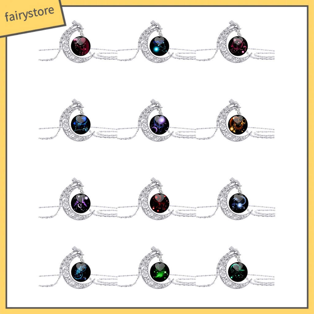 Dây Chuyền Mặt Hình Mặt Trăng Và 12 Chòm Sao Thiết Kế Ấn Tượng