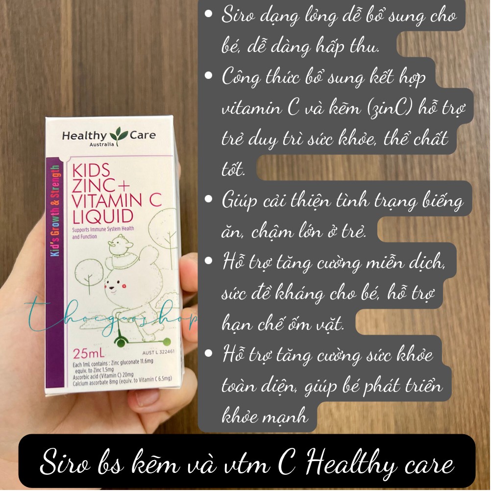 Kẽm dạng nước Kids Zinc + Vitamin C Healthy Care - Hàng Úc