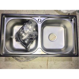 Chậu rửa bát inox hai hố cân ( Dập kiểu truyền thống)
