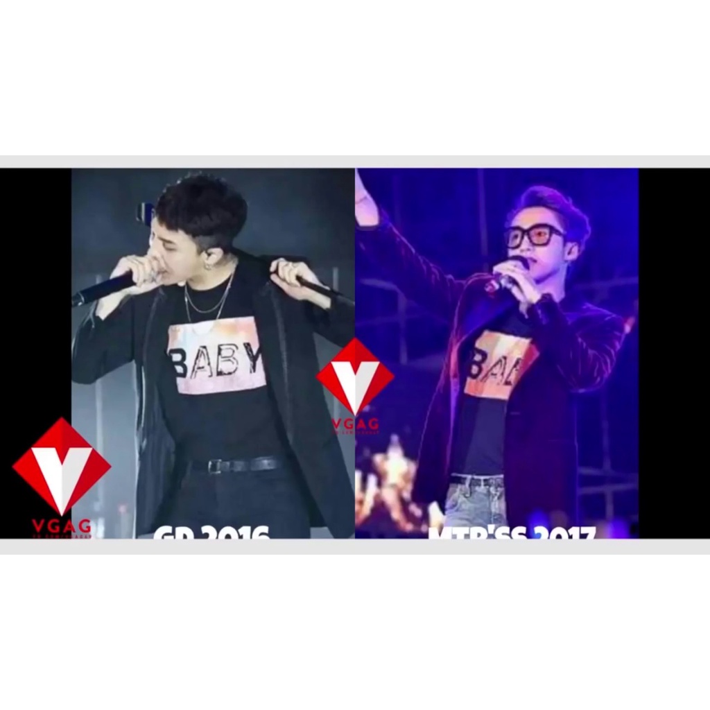 Áo thun thun in hình Baby G-Dragon Sơn Tùng MTP đen trắng