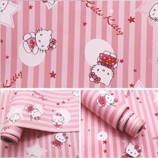 10m giấy dán tường hình Hello Kitty hồng có keo sẵn