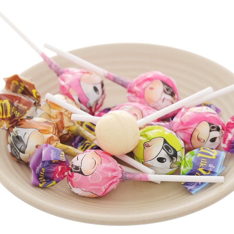 Kẹo Mút Sữa Đặc Mikita Gói Lớn 50 Que. Đủ VỊ : Dưa Gang, Socola, Dâu, Sữa. 450GR, 135GR