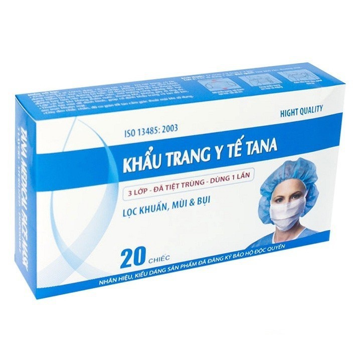 Hộp khẩu trang y tế Tanaphar 3 lớp, 20 chiếc, màu trắng, đã tiệt trùng - Soleil shop