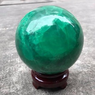 Quả Cầu Phong Thủy Xanh Dạ Quang 1,8kg : Tặng Kèm Chân Đế Gỗ