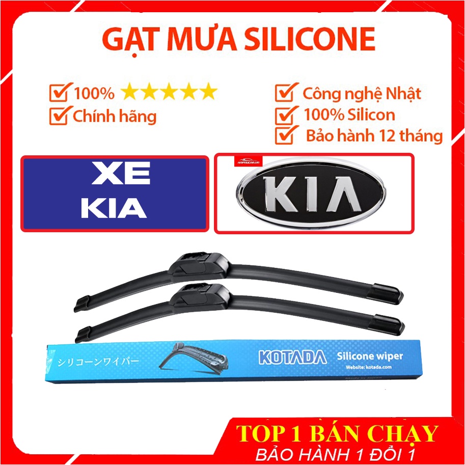 Bộ Gạt Mưa ô tô Silicon Xe Kia Chính Hãng mã KIA98  | Siêu Sạch,Bảo Hành 1 Đổi 1  |  loại gạt mưa 3 khúc