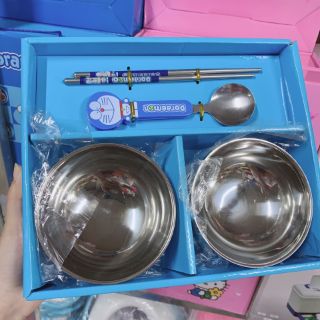 [ SHOPEE TRỢ GIÁ ] BỘ ĂN DẶM CHO BÉ HÌNH DOREMON VÀ HELLO KITTY