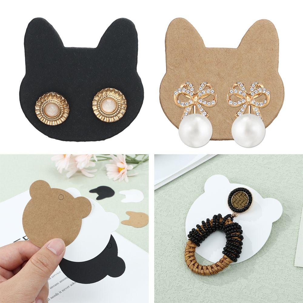 Set 100 Tấm Thẻ Giấy Kraft 3.5x3.5cm 6x6cm Họa Tiết Động Vật Hoạt Hình Treo Bông Tai