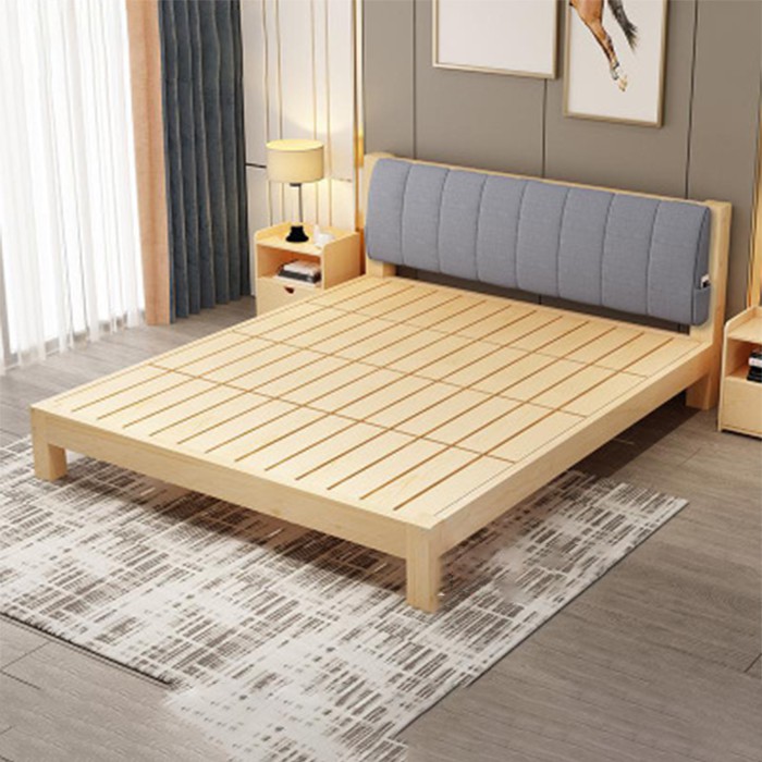 Giường gỗ thông hiện đại có tựa lưng đọc sách cao cấp kích thước 1m2x2m, giường gỗ thông giá rẻ
