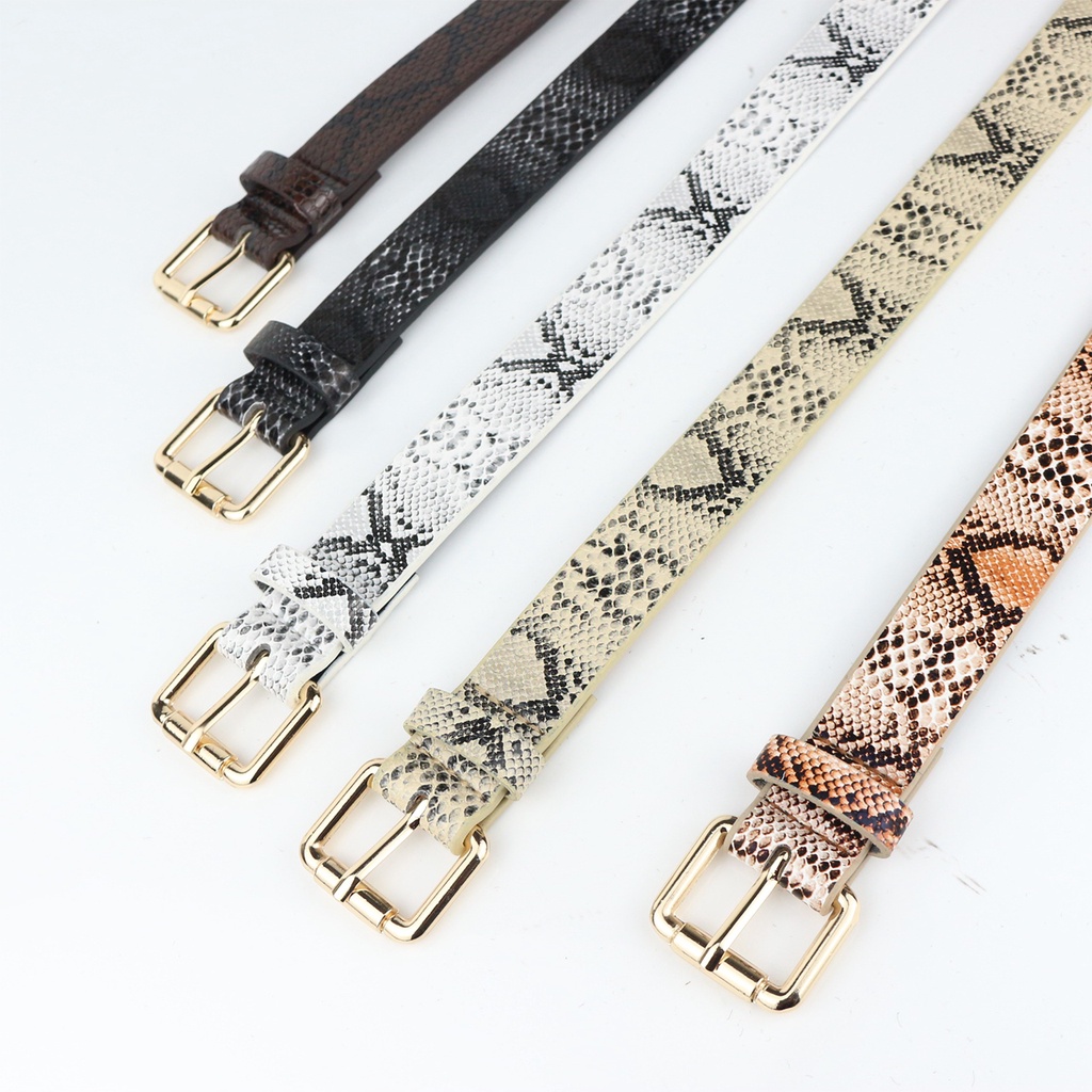 SmileFairyCC【COD &amp; Hàng Có Sẵn】Thắt Lưng Da PU Mỏng Họa Tiết Da Rắn Thời Trang Thường Ngày Cho Nữ