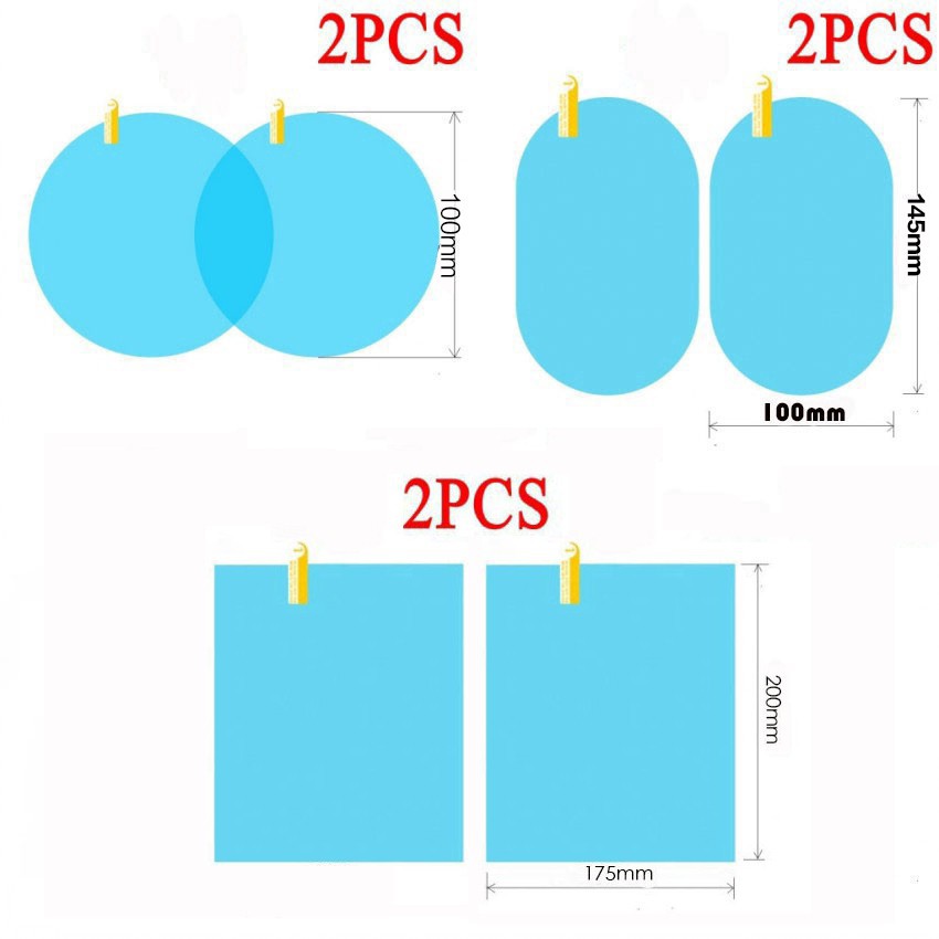 Bộ 2 miếng dán kính xe hơi chống sương mù chống nước thiết kế cao cấp tô 14.5x10cm 20x17.5cm