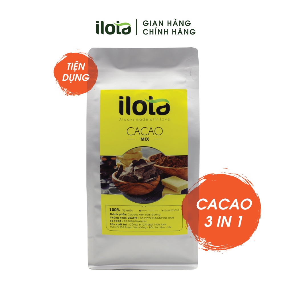 Cacao sữa 3in1 hoà tan Ca cao mix nguyên liệu pha chế uống liền kiểu milo ILOTA