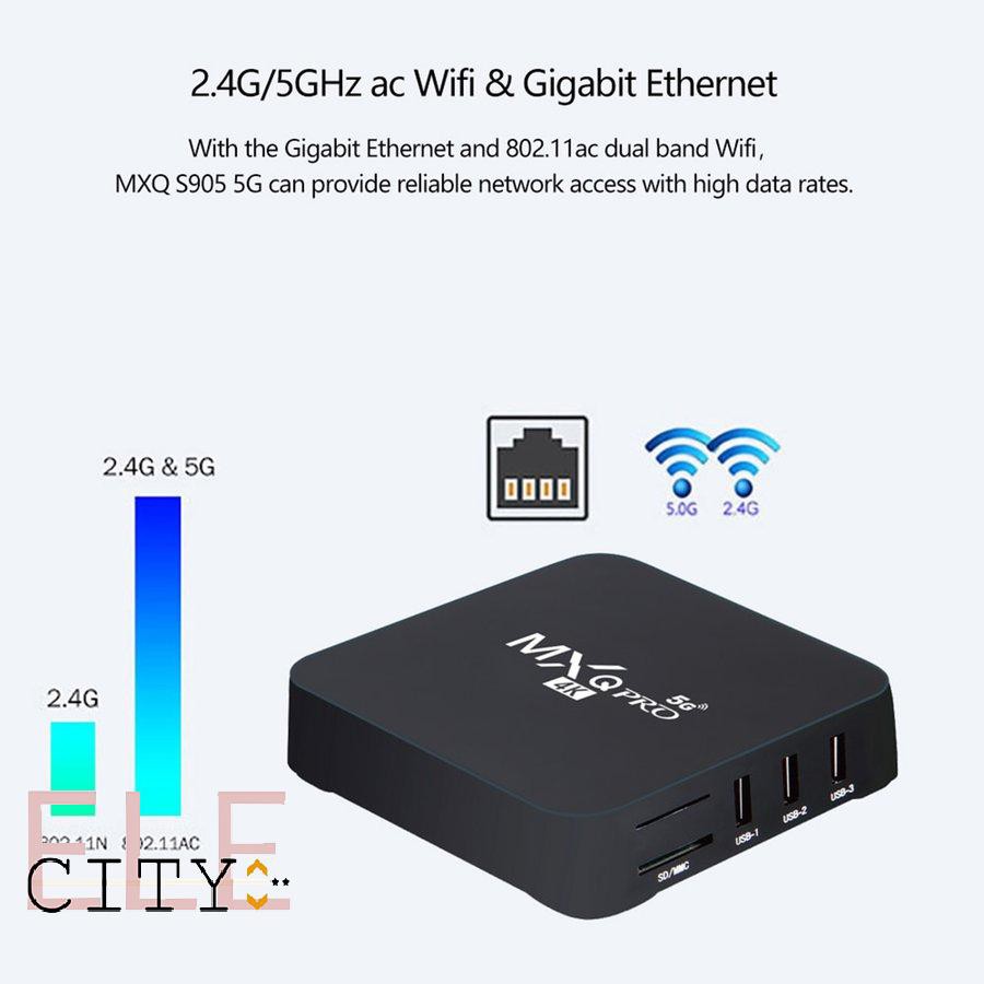 Hộp TV giải mã tín hiệu MXQPRO5G 4K thông minh phát đa phương tiện trên mạng điều khiển từ xa dành cho gia đình