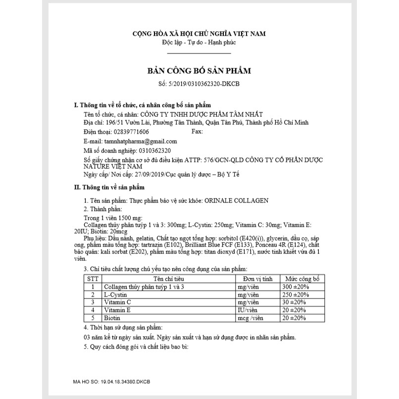 ORINALE COLLAGEN - viên uống trắng da- giảm nám- Ngăn ngừa sự lão hóa | Thế Giới Skin Care