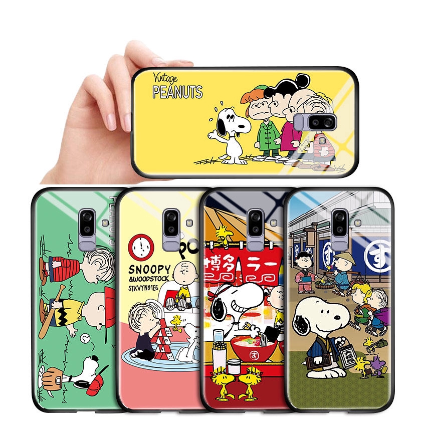 Samsung Galaxy J2 Prime J4 J4+ Pro 2018 Plus J3 2017 2016 2015 Core J410 J330 Phone Case Peanuts Anime Charlie Brown Snoopy Cartoon Casing for Glossy Tempered Glass Back Hard Cover Shockproof Cases Ốp điện thoại kính cường lực In Hình cứng Ốp lưng cho