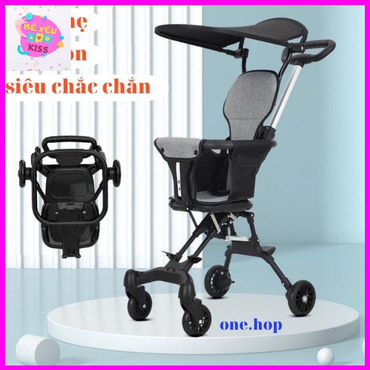 Xe Trẻ Em, Xe đẩy ngồi gấp gọn xoay chiều cho bé tặng kèm đệm lót .