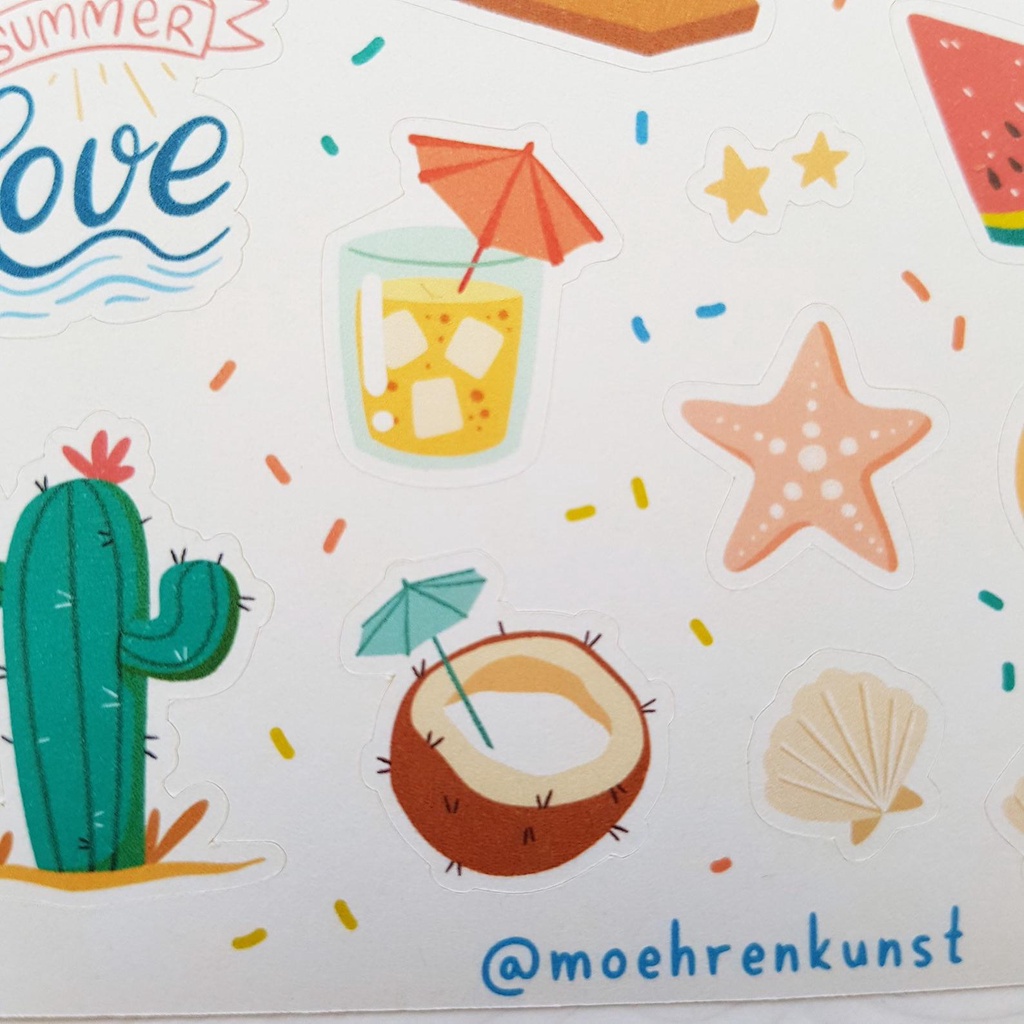 Sticker Sheet Summertime - Chuyên dán sổ | Bullet Journal Stickers, Summer Stickers, Beach Stickers, Holiday Sticker