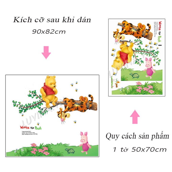 [GIÁ SIÊU TỐT]- [MUA DECAL TẶNG DECAL]-Decal trang trí lớp học, Gấu pooh ngồi cây-Doremon cánh quạt-[GIAO HÀNG NGAY]