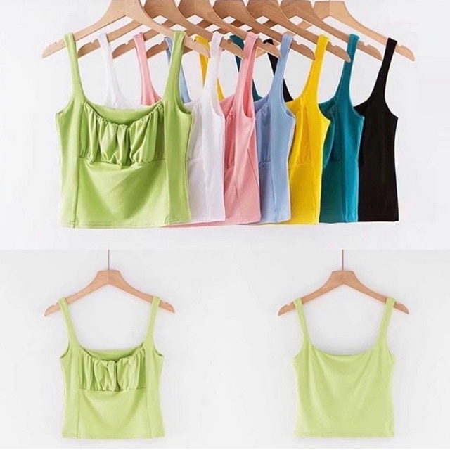 Áo Hai Dây Nhún Ngực Basic, [AdorablexBeautiful], Top Thun Hai Dây Thời Trang Ulzzang Hot Trend 2021 Ảnh Thật