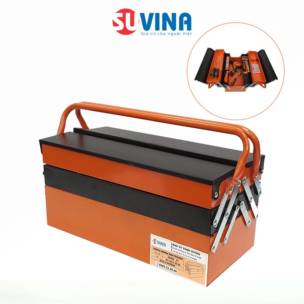 [Mã LTP50 giảm 50000 đơn 150000] Hộp đựng dụng cụ, đồ nghề đa năng SUVINA SU420-32 3 tầng 2 tay