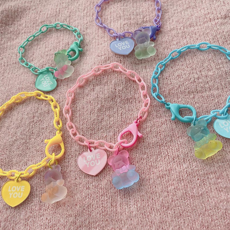 Vòng Tay Nhựa Hình Gấu Hoạt Hình Dễ Thương Cho Nữ