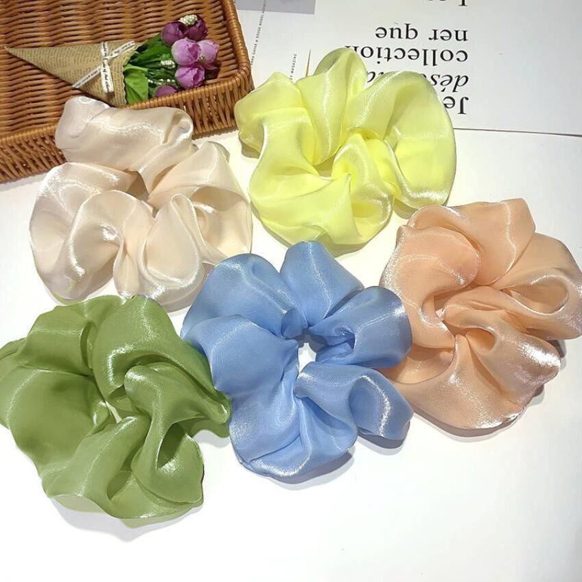 Dây Buộc Tóc Scrunchies Lấp Lánh Sang Trọng,  Không Đau Đầu, Vải Mềm Mịn, Sang Trọng Hàng Taobao Loại 1