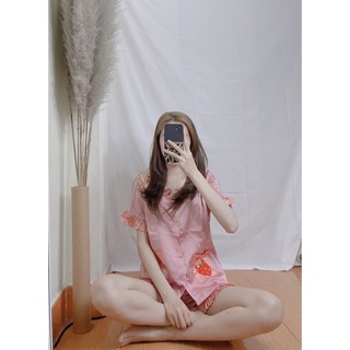 Bộ Pijama Cộc, Set Đồ Bộ Lụa Latin Cộc Cao Cấp Chất Mát Lịm