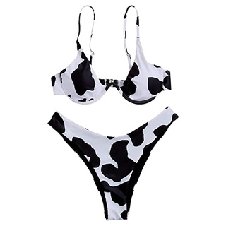Set Bikini Hai Mảnh Họa Tiết Da Bò Sữa Quyến Rũ Cho Nữ