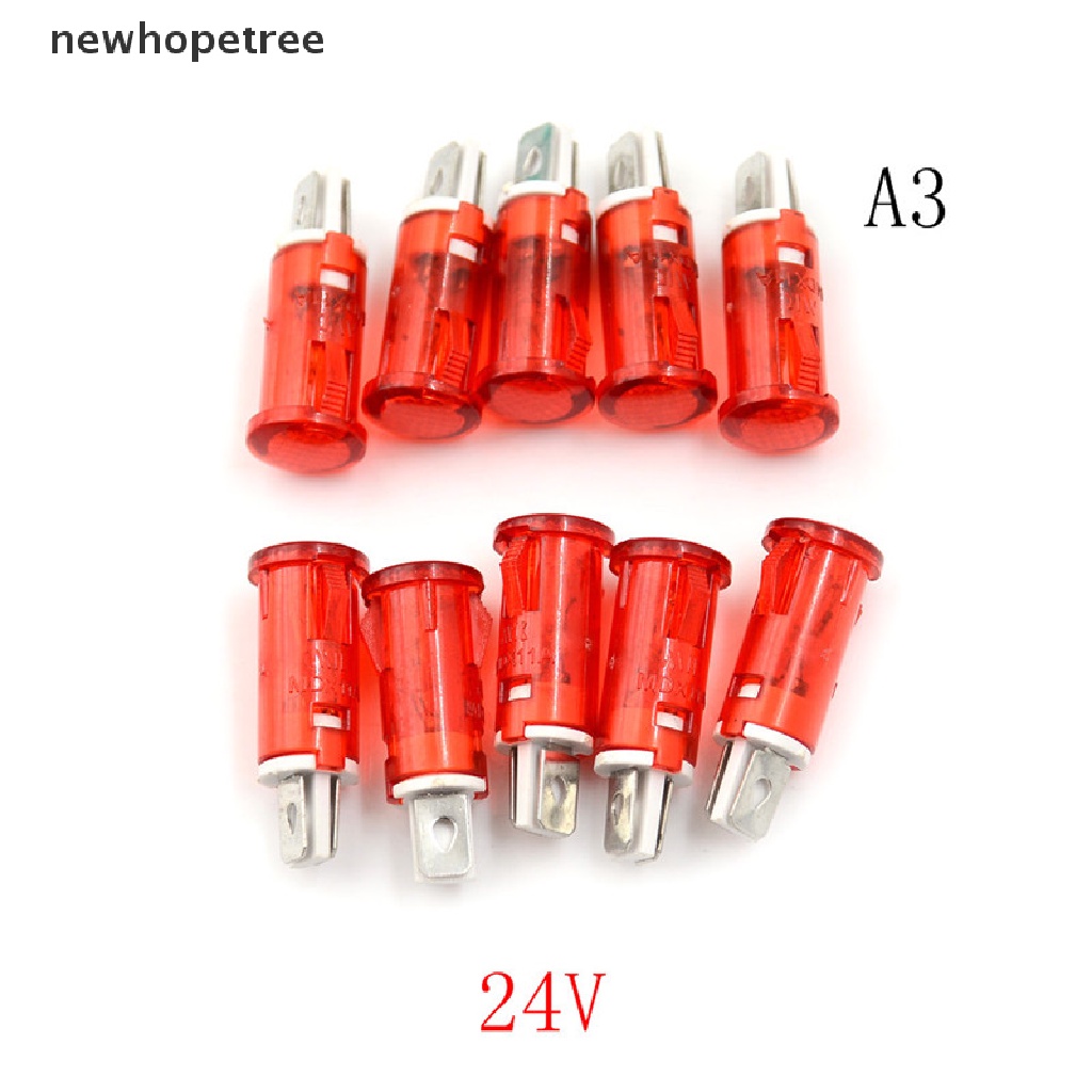 Set 10 ĐèN LED TíN HiệU 10mm 12V 24V 220V Chuyên DụNg