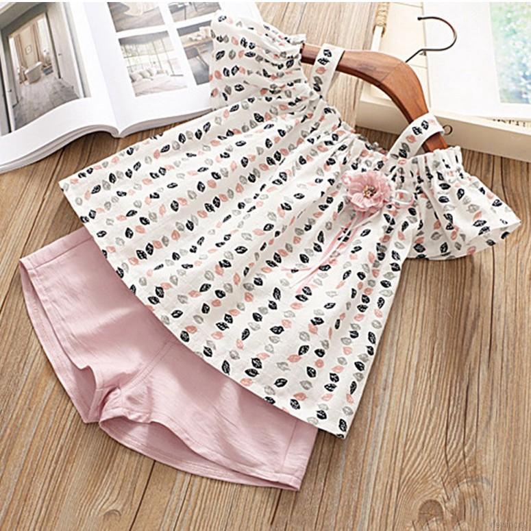 Bộ quần short + áo thun không tay áo dùng cho bé gái