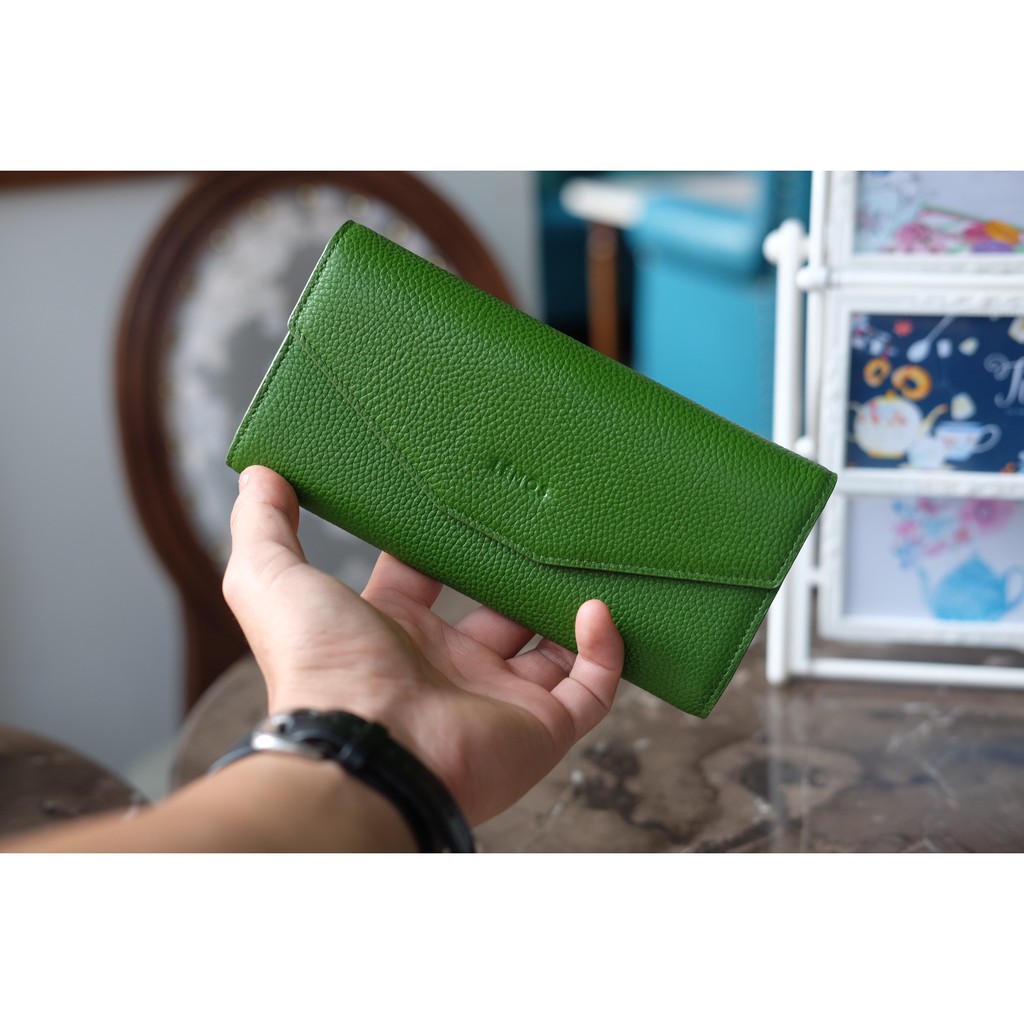 NAMIKO WALLET - Ví nữ da thật 3 gấp dáng dài có cúc bấm HP73