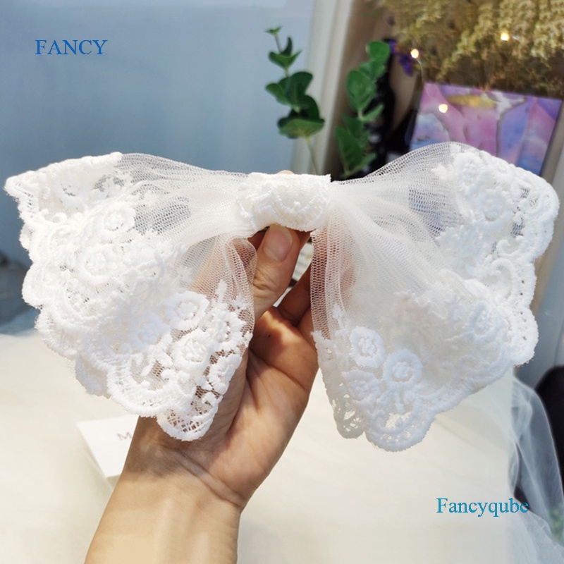 Kẹp Tóc Nơ Ren Màu Đen/Trắng Xinh Xắn Cho Nữ