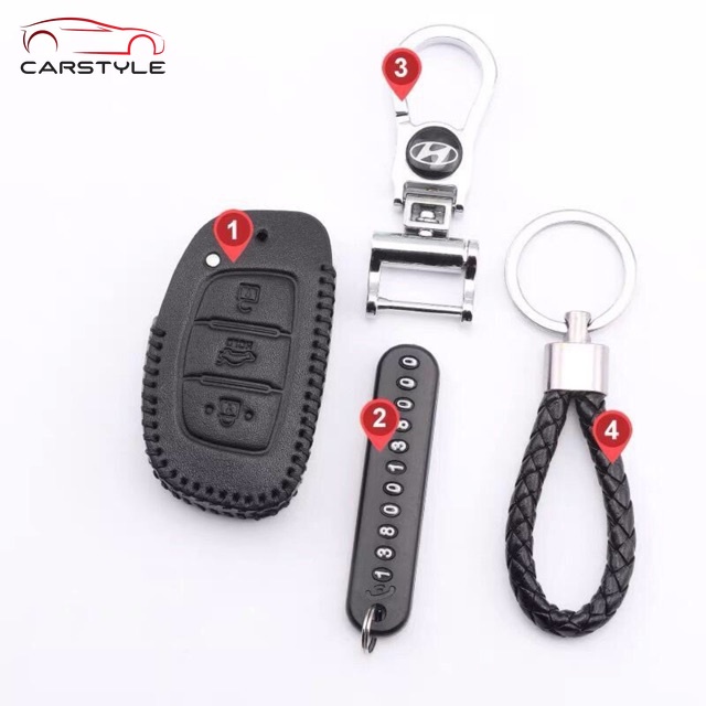 Bao da bọc bảo vệ cho đầu chìa khóa xe hơi Hyundai I10/ Tucson/ Elantra 2020