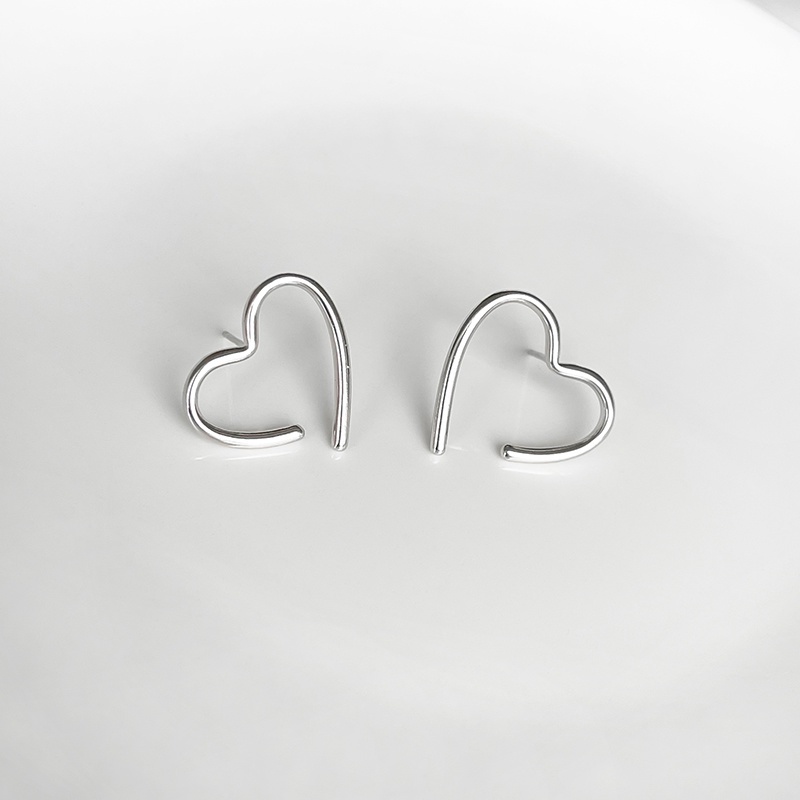 Bông tai mạ bạc S925 hình trái tim đơn giản